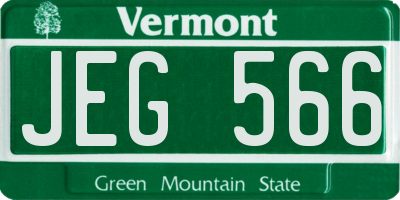 VT license plate JEG566