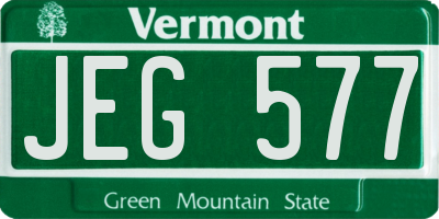 VT license plate JEG577