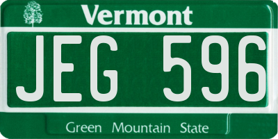VT license plate JEG596
