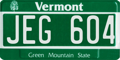 VT license plate JEG604