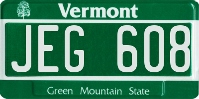 VT license plate JEG608