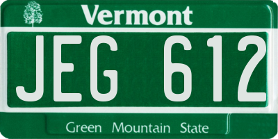 VT license plate JEG612