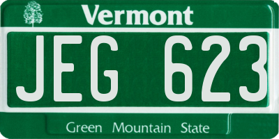 VT license plate JEG623