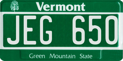 VT license plate JEG650