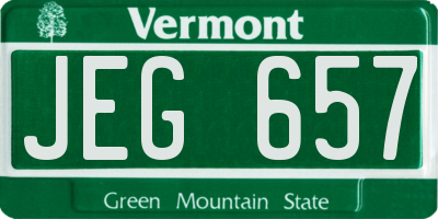 VT license plate JEG657