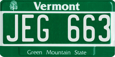VT license plate JEG663