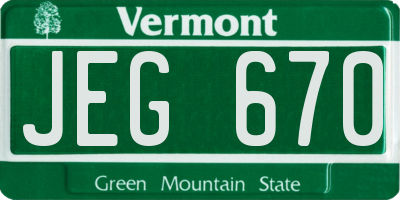 VT license plate JEG670