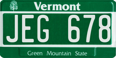 VT license plate JEG678
