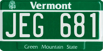 VT license plate JEG681