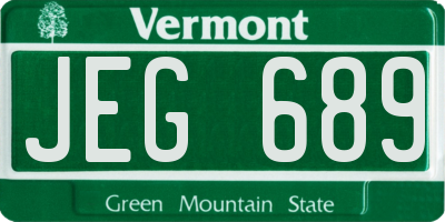 VT license plate JEG689