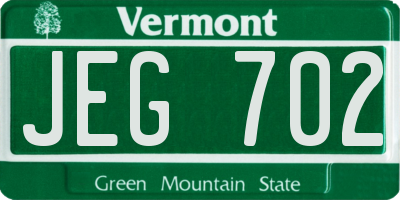 VT license plate JEG702