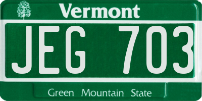 VT license plate JEG703