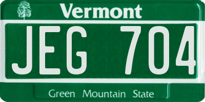 VT license plate JEG704