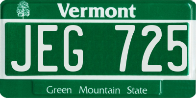 VT license plate JEG725