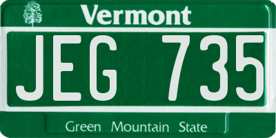 VT license plate JEG735