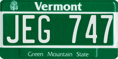 VT license plate JEG747