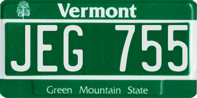 VT license plate JEG755