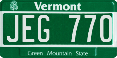 VT license plate JEG770