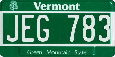 VT license plate JEG783