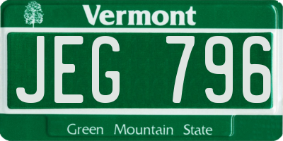 VT license plate JEG796