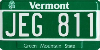 VT license plate JEG811