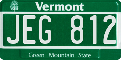 VT license plate JEG812