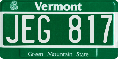 VT license plate JEG817