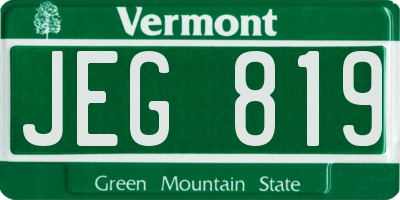 VT license plate JEG819