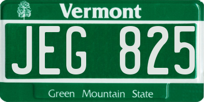 VT license plate JEG825