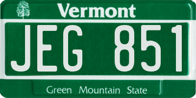VT license plate JEG851