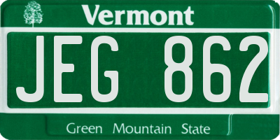 VT license plate JEG862