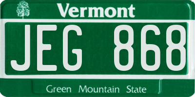VT license plate JEG868