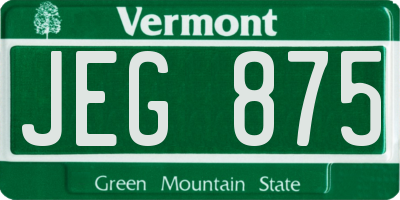 VT license plate JEG875