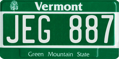 VT license plate JEG887