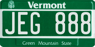 VT license plate JEG888