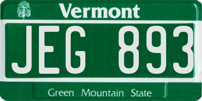 VT license plate JEG893