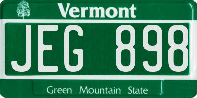 VT license plate JEG898