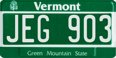 VT license plate JEG903