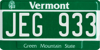 VT license plate JEG933