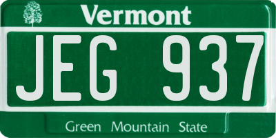 VT license plate JEG937