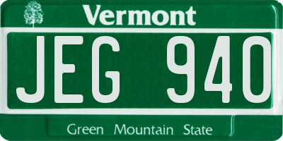 VT license plate JEG940