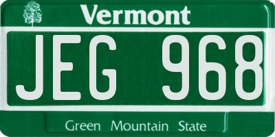 VT license plate JEG968
