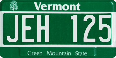 VT license plate JEH125