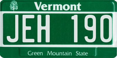 VT license plate JEH190