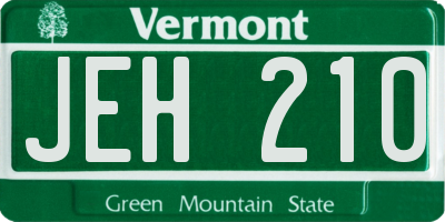 VT license plate JEH210