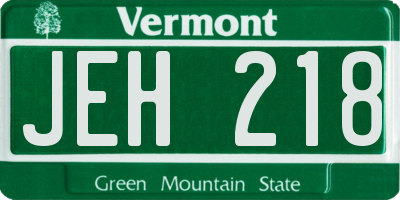 VT license plate JEH218