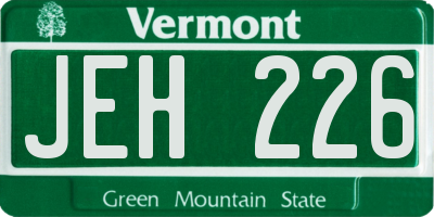 VT license plate JEH226