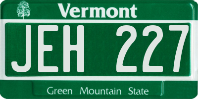 VT license plate JEH227