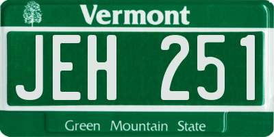 VT license plate JEH251