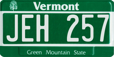 VT license plate JEH257